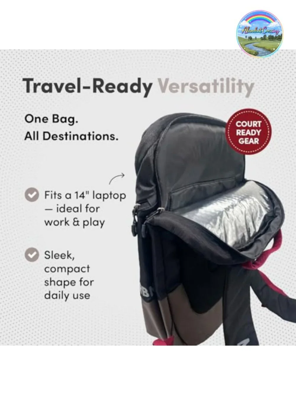 Pickleball Backpack with Thermal Paddle Compartment, Shoe & Laptop Sleeves